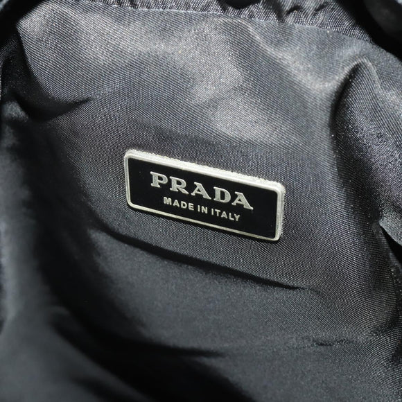 PRADA Shoulder Bag Nylon Black Silver Auth 197886