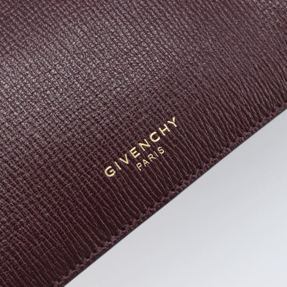 GIVENCHY Chain Shoulder Bag Leather 2way Wine Red Gold Auth 197889A