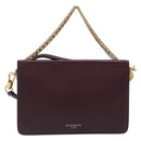 GIVENCHY Chain Shoulder Bag Leather 2way Wine Red Gold Auth 197889A-13