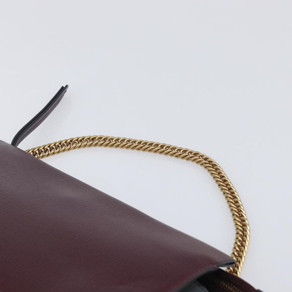 GIVENCHY Chain Shoulder Bag Leather 2way Wine Red Gold Auth 197889A