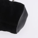 Salvatore Ferragamo Hand Bag Suede Black Gold Auth 197890V-11