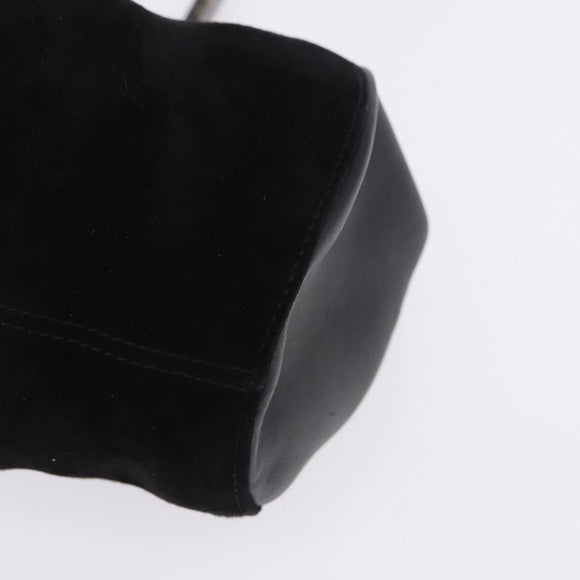 Salvatore Ferragamo Hand Bag Suede Black Gold Auth 197890V