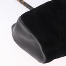 Salvatore Ferragamo Hand Bag Suede Black Gold Auth 197890V-12