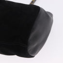 Salvatore Ferragamo Hand Bag Suede Black Gold Auth 197890V-13