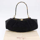 Salvatore Ferragamo Hand Bag Suede Black Gold Auth 197890V-22