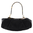 Salvatore Ferragamo Hand Bag Suede Black Gold Auth 197890V-3