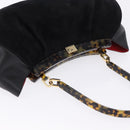 Salvatore Ferragamo Hand Bag Suede Black Gold Auth 197890V-6