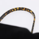 Salvatore Ferragamo Hand Bag Suede Black Gold Auth 197890V-8