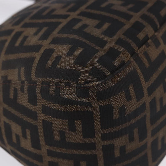 FENDI Zucca Canvas Mamma Baguette Shoulder Bag Black Brown Auth 197893A