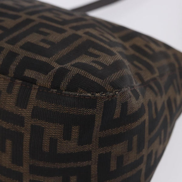 FENDI Zucca Canvas Mamma Baguette Shoulder Bag Black Brown Auth 197893A