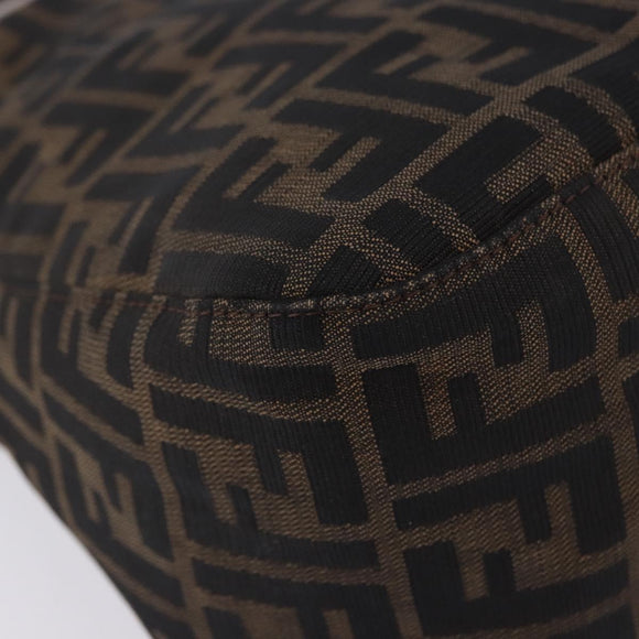 FENDI Zucca Canvas Mamma Baguette Shoulder Bag Black Brown Auth 197893A