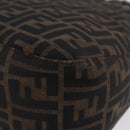 FENDI Zucca Canvas Mamma Baguette Shoulder Bag Black Brown Auth 197893A-17