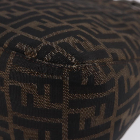 FENDI Zucca Canvas Mamma Baguette Shoulder Bag Black Brown Auth 197893A