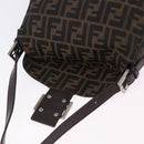 FENDI Zucca Canvas Mamma Baguette Shoulder Bag Black Brown Auth 197893A-20