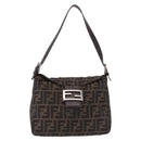 FENDI Zucca Canvas Mamma Baguette Shoulder Bag Black Brown Auth 197893A-13