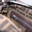 FENDI Zucca Canvas Mamma Baguette Shoulder Bag Black Brown Auth 197893A-24