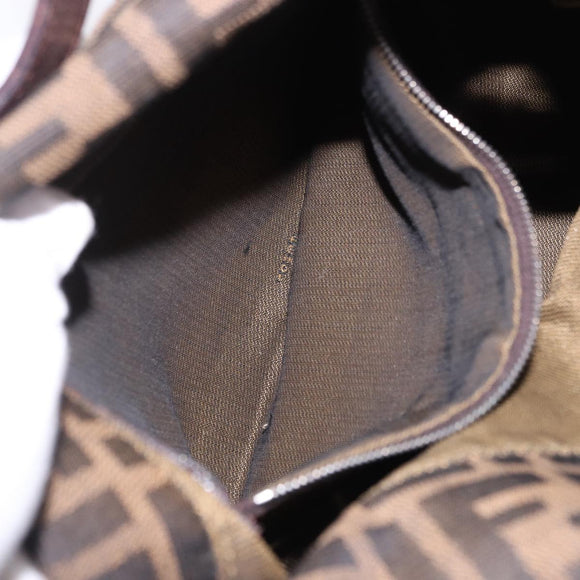 FENDI Zucca Canvas Mamma Baguette Shoulder Bag Black Brown Auth 197893A