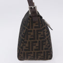 FENDI Zucca Canvas Mamma Baguette Shoulder Bag Black Brown Auth 197893A-4