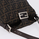 FENDI Zucca Canvas Mamma Baguette Shoulder Bag Black Brown Auth 197893A-6