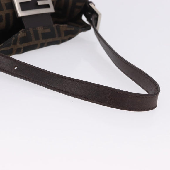 FENDI Zucca Canvas Mamma Baguette Shoulder Bag Black Brown Auth 197893A