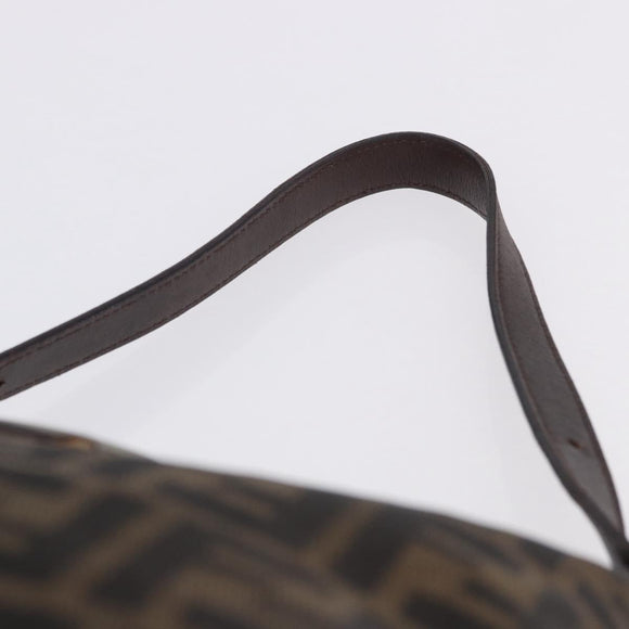FENDI Zucca Canvas Mamma Baguette Shoulder Bag Black Brown Auth 197893A