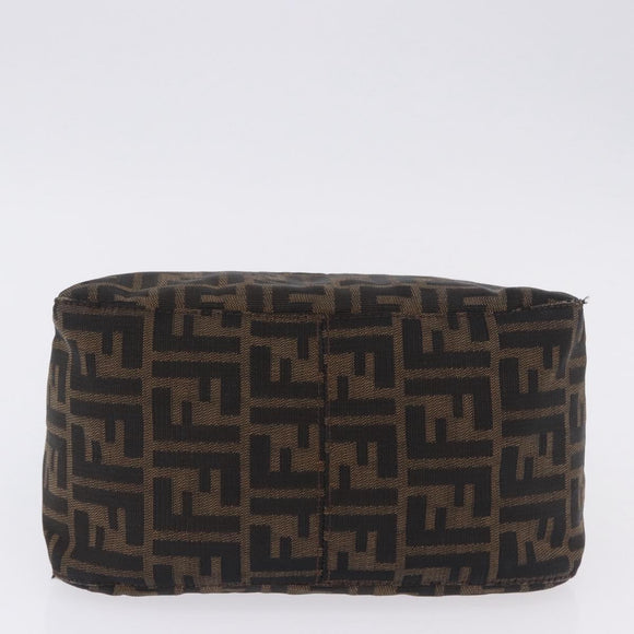 FENDI Zucca Canvas Mamma Baguette Shoulder Bag Black Brown Auth 197893A