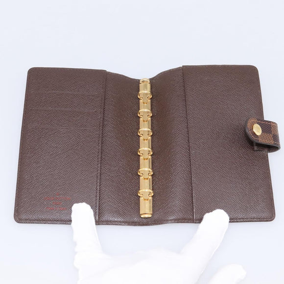 LOUIS VUITTON Damier Ebene Agenda PM Day Planner Cover R20029 LV Auth 197894V