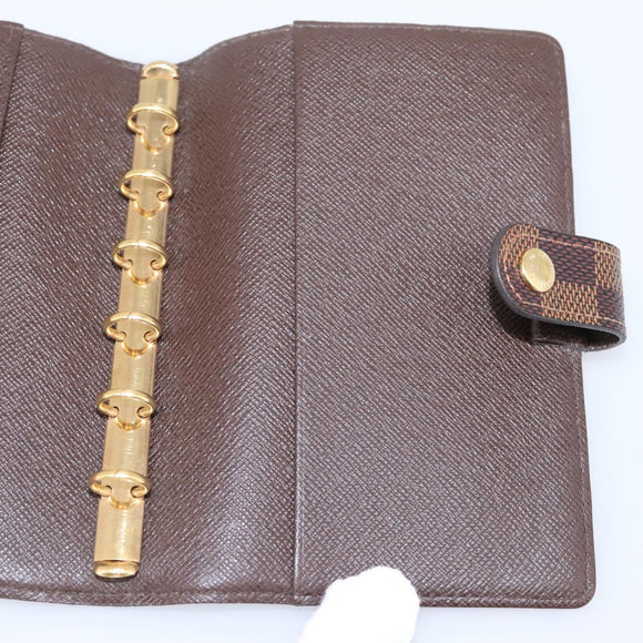 LOUIS VUITTON Damier Ebene Agenda PM Day Planner Cover R20029 LV Auth 197894V