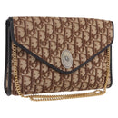 Christian Dior Trotter Canvas Chain Shoulder Bag Beige Gold Auth 197895A-1