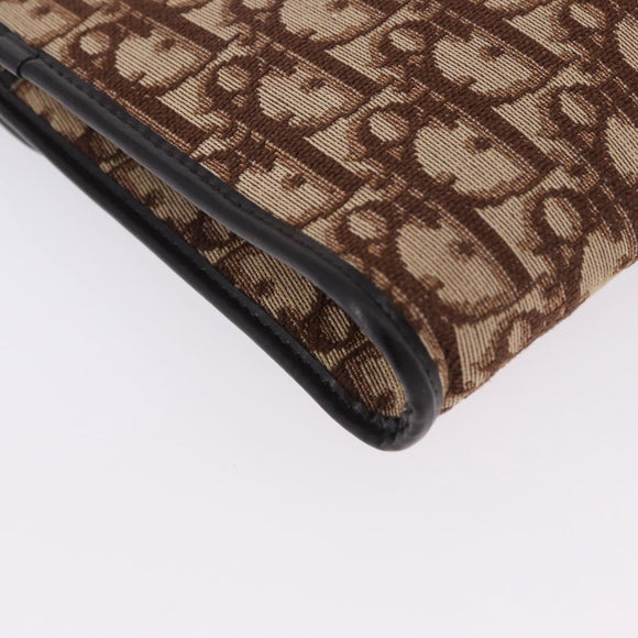 Christian Dior Trotter Canvas Chain Shoulder Bag Beige Gold Auth 197895A