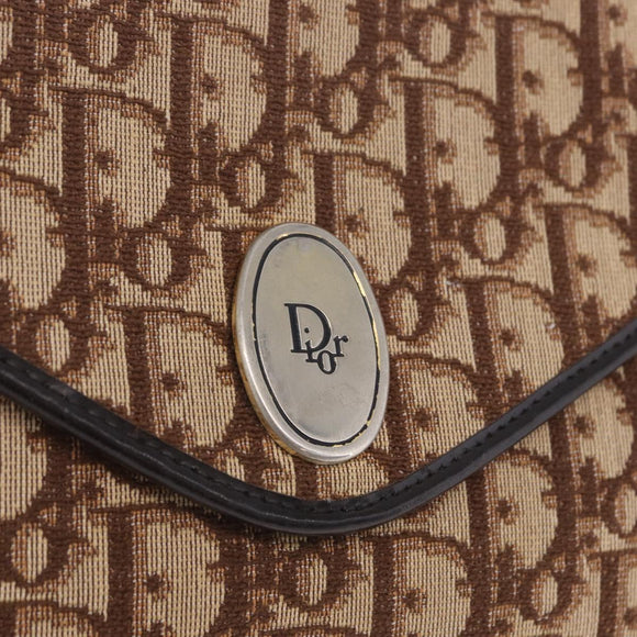 Christian Dior Trotter Canvas Chain Shoulder Bag Beige Gold Auth 197895A