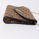 Christian Dior Trotter Canvas Chain Shoulder Bag Beige Gold Auth 197895A-3