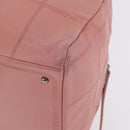 CHANEL Choco Bar Line Mini Boston Bag Leather Pink Silver CC Auth 197897A-14