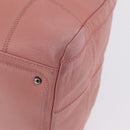 CHANEL Choco Bar Line Mini Boston Bag Leather Pink Silver CC Auth 197897A-16