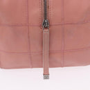CHANEL Choco Bar Line Mini Boston Bag Leather Pink Silver CC Auth 197897A-18