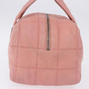 CHANEL Choco Bar Line Mini Boston Bag Leather Pink Silver CC Auth 197897A-3