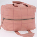 CHANEL Choco Bar Line Mini Boston Bag Leather Pink Silver CC Auth 197897A-6