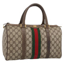 GUCCI GG Supreme Web Sherry Line Hand Bag PVC Beige Gold 40 02 007 Auth 197903-1