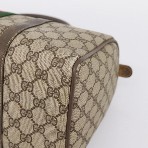 GUCCI GG Supreme Web Sherry Line Hand Bag PVC Beige Gold 40 02 007 Auth 197903