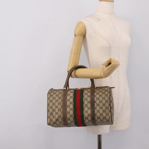 GUCCI GG Supreme Web Sherry Line Hand Bag PVC Beige Gold 40 02 007 Auth 197903