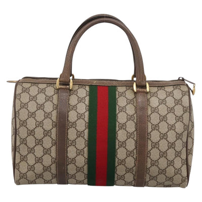 GUCCI GG Supreme Web Sherry Line Hand Bag PVC Beige Gold 40 02 007 Auth 197903 - 0