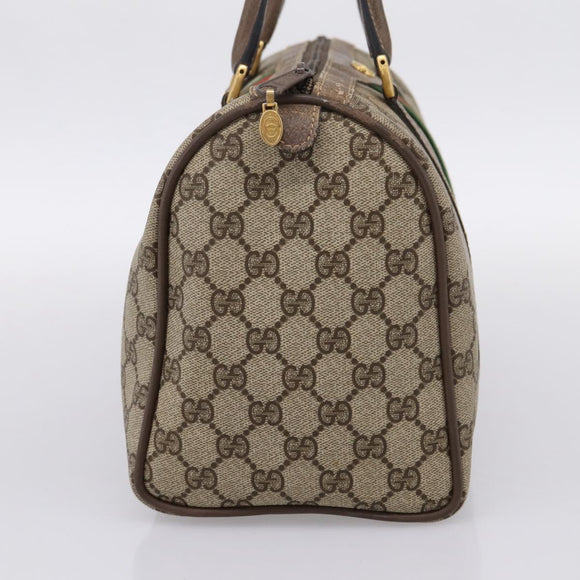 GUCCI GG Supreme Web Sherry Line Hand Bag PVC Beige Gold 40 02 007 Auth 197903