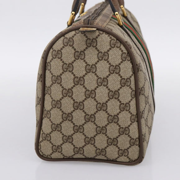 GUCCI GG Supreme Web Sherry Line Hand Bag PVC Beige Gold 40 02 007 Auth 197903