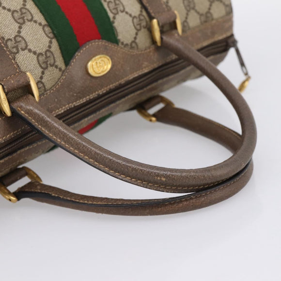 GUCCI GG Supreme Web Sherry Line Hand Bag PVC Beige Gold 40 02 007 Auth 197903