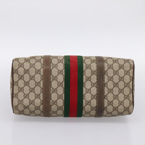 GUCCI GG Supreme Web Sherry Line Hand Bag PVC Beige Gold 40 02 007 Auth 197903