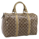 GUCCI GG Crystal Boston Bag Coated Canvas Gold 193603 Auth 197908-1