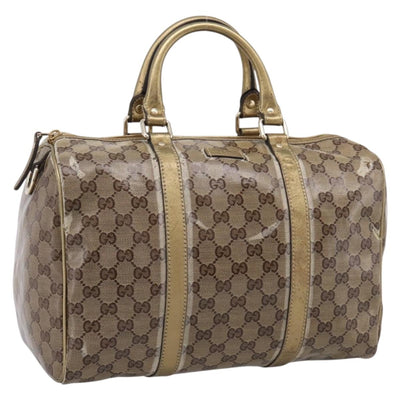 GUCCI GG Crystal Boston Bag Coated Canvas Gold 193603 Auth 197908