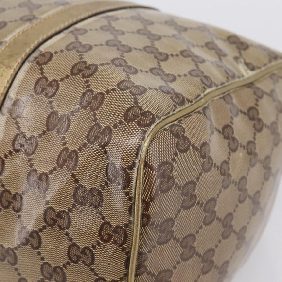 GUCCI GG Crystal Boston Bag Coated Canvas Gold 193603 Auth 197908