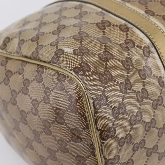GUCCI GG Crystal Boston Bag Coated Canvas Gold 193603 Auth 197908