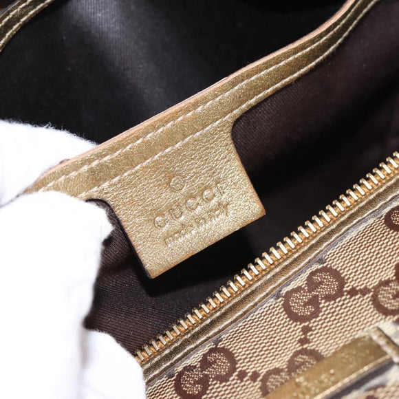GUCCI GG Crystal Boston Bag Coated Canvas Gold 193603 Auth 197908